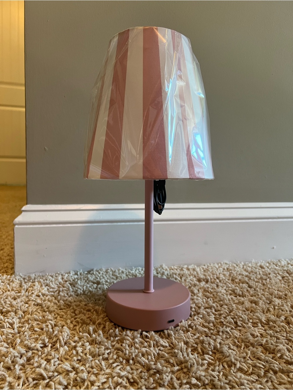 Pink Striped Table touch Lamp